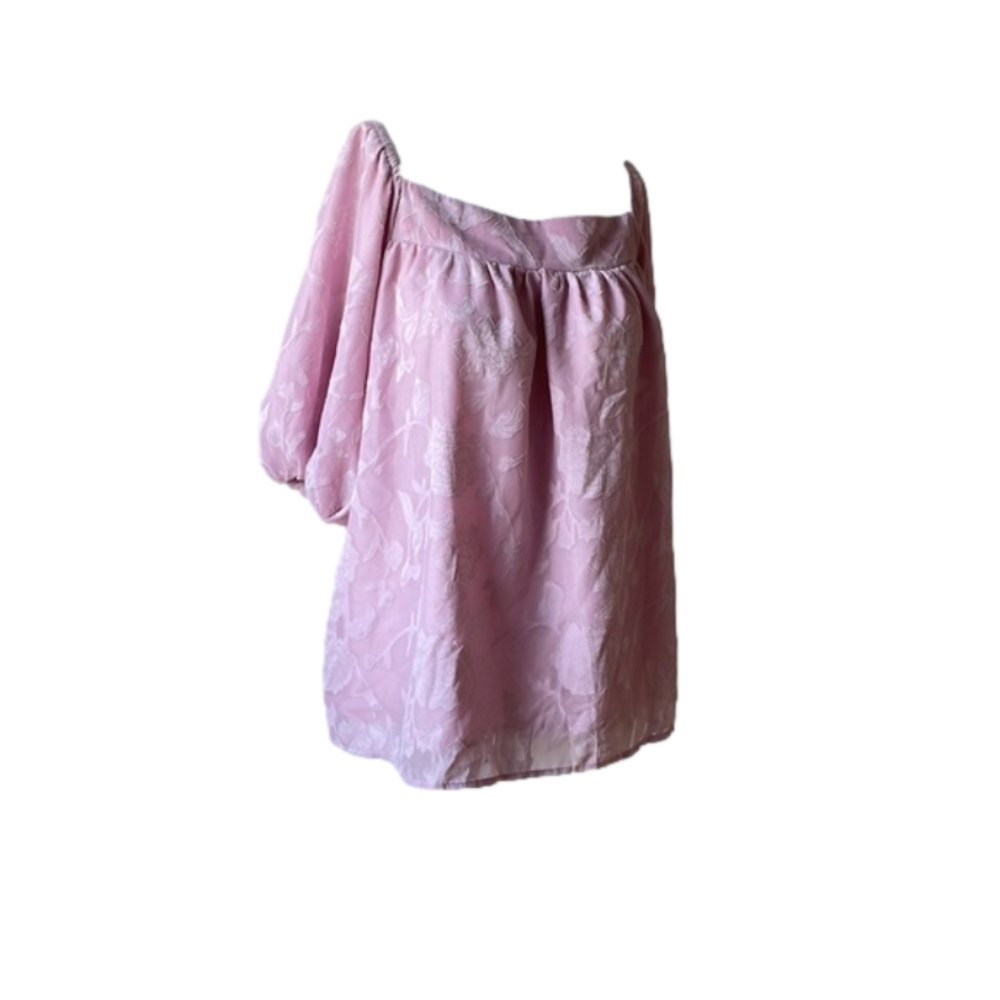 Mauve floral ballon sleeve women’s blouse XL